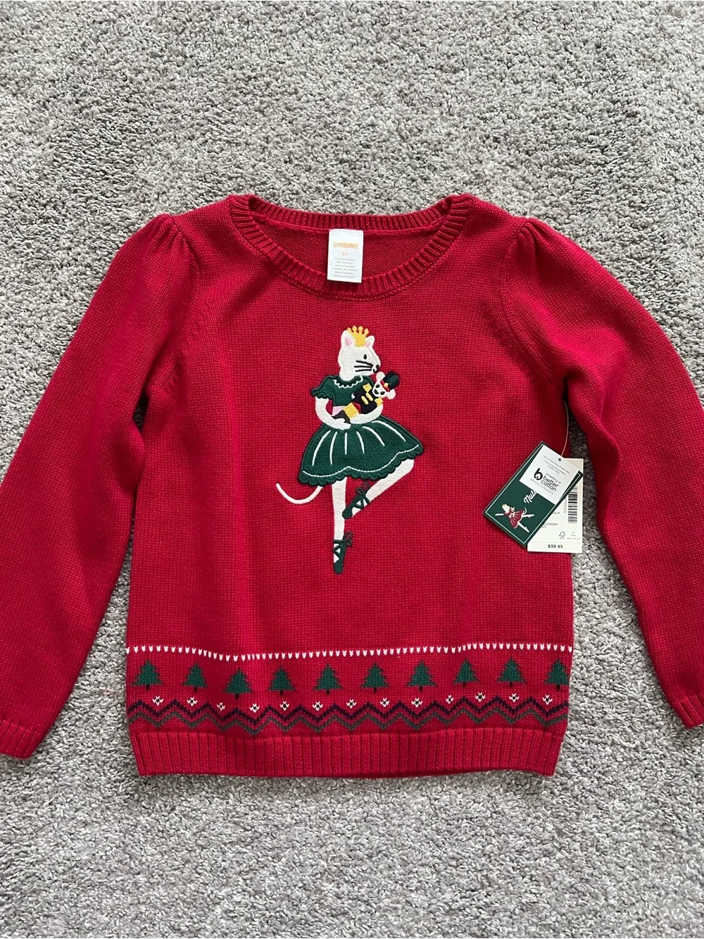 Gymboree Red Holiday Ballerina Mouse Sweater - Girls NWT